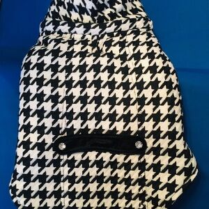 Herringbone Pet Coat with Rhinestone B/W NWOT